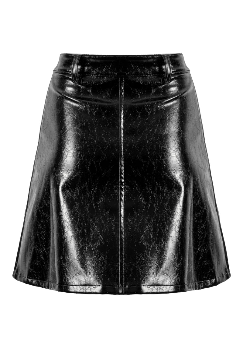 Hellraisa Faux Leather A-Line Skirt