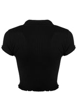 666 Lettuce Edge Ribbed Crop Top