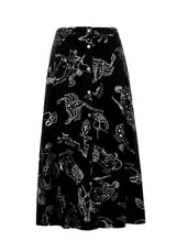 Zodiac Button Midi Skirt