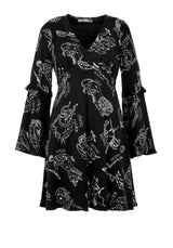 Zodiac Ausgestellt Ärmel Mini Kleid