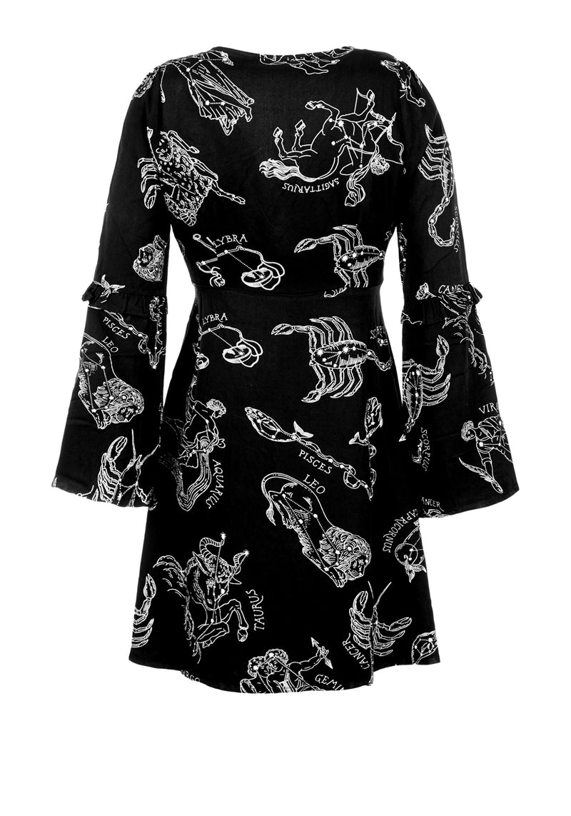 Zodiac Ausgestellt Ärmel Mini Kleid