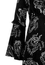 Zodiac Ausgestellt Ärmel Mini Kleid