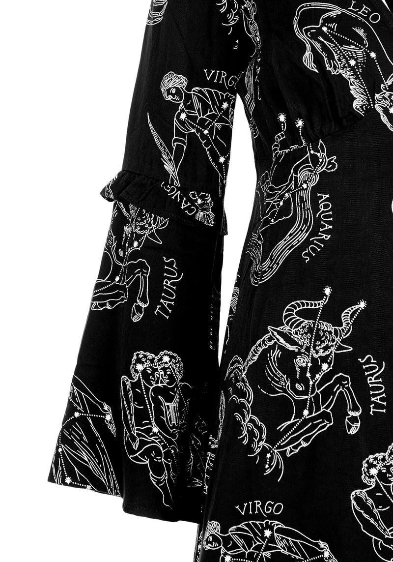 Zodiac Ausgestellt Ärmel Mini Kleid