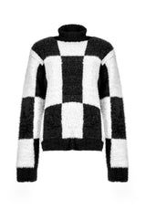 Two-Tone Checkerboard Pullover