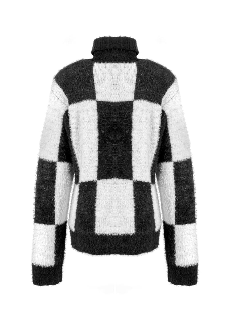 Two-Tone Checkerboard Pullover