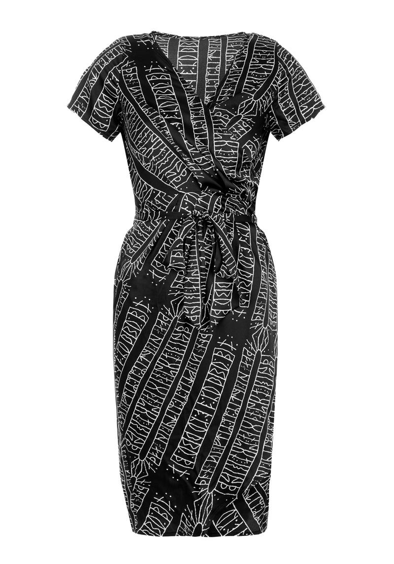 Runes Wrap Midi Dress