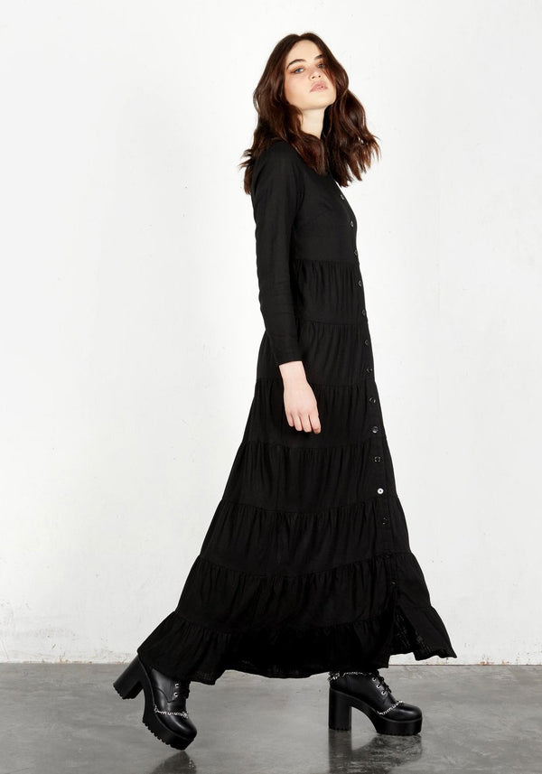 Shade Tiered Maxi Linen Dress