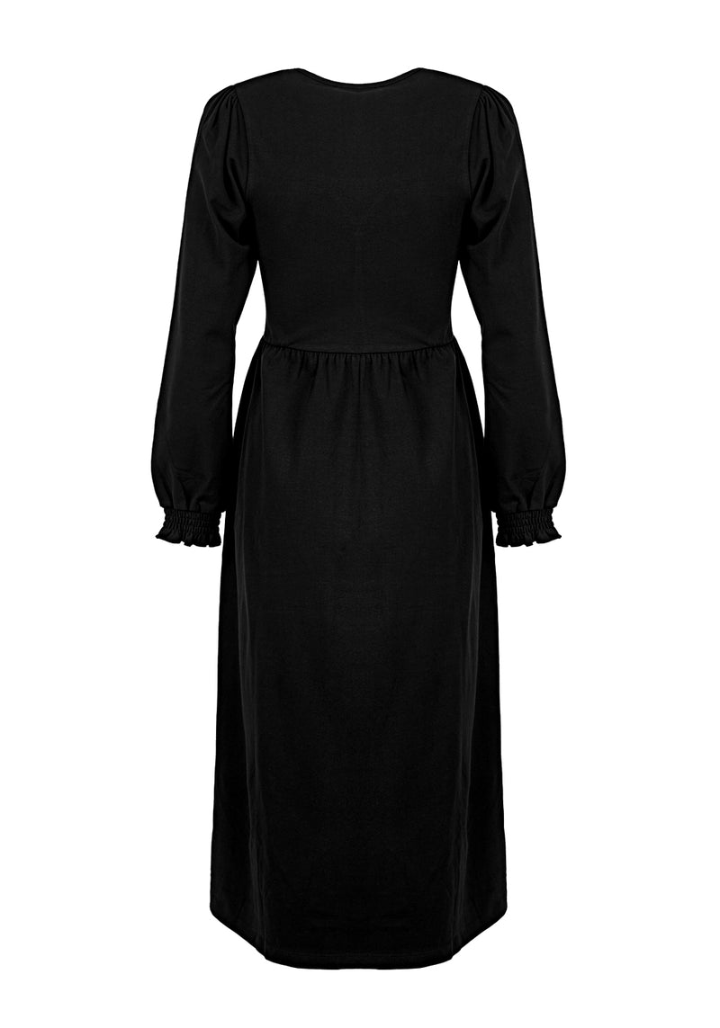 Dollsome Knopf Runter Jersey Midi Kleid