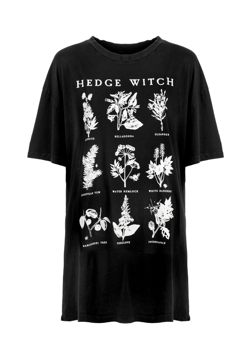 Hedgewitch Schwarz Garment Washed Oversize T-Shirt Kleid