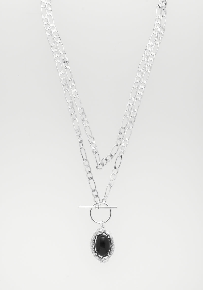 Ouroboros Black Onyx Multi Chain Necklace