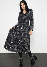 Hecate's Garden Long Sleeve Midaxi Dress