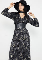 Hecate's Garden Long Sleeve Midaxi Dress