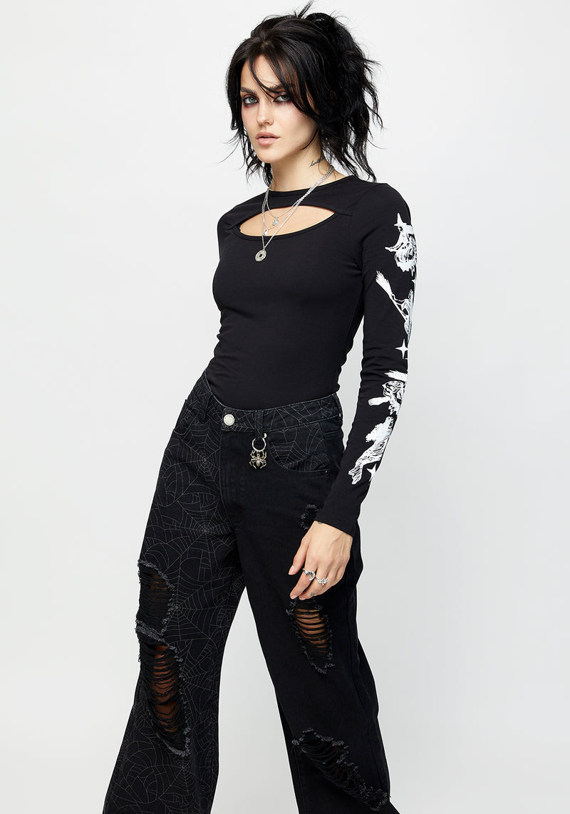 Wolfsbane Cut Out Long Sleeve Top