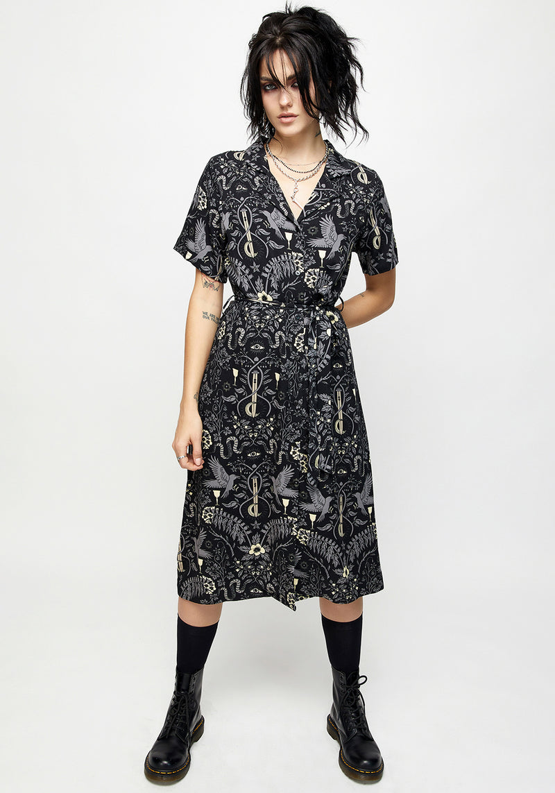 Hecate's Garden Midi Shirt Dress