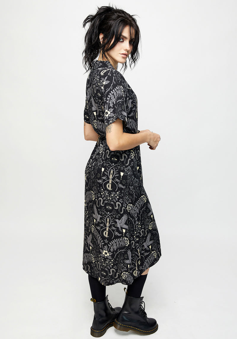 Hecate's Garden Midi Shirt Dress