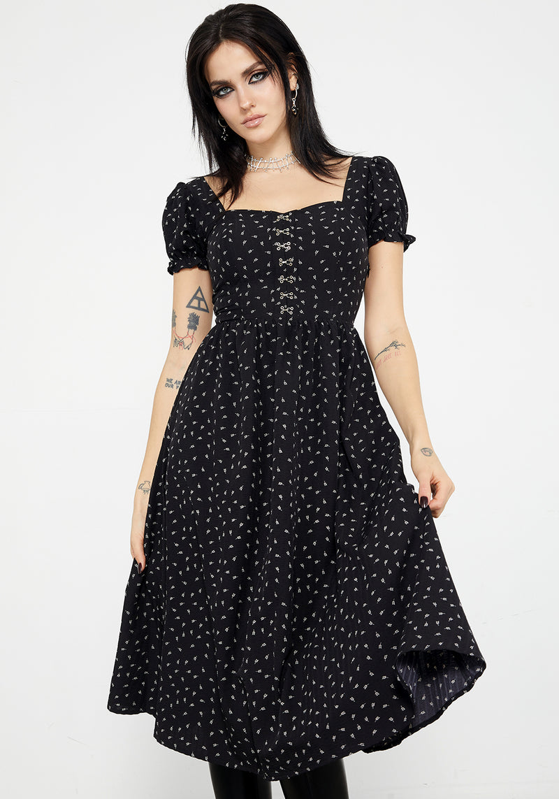 Mortem Floral Print Midi Dress