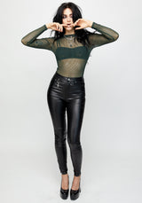 Lucille Long Sleeve Mesh Body - Evergreen