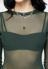 Lucille Long Sleeve Mesh Body - Evergreen