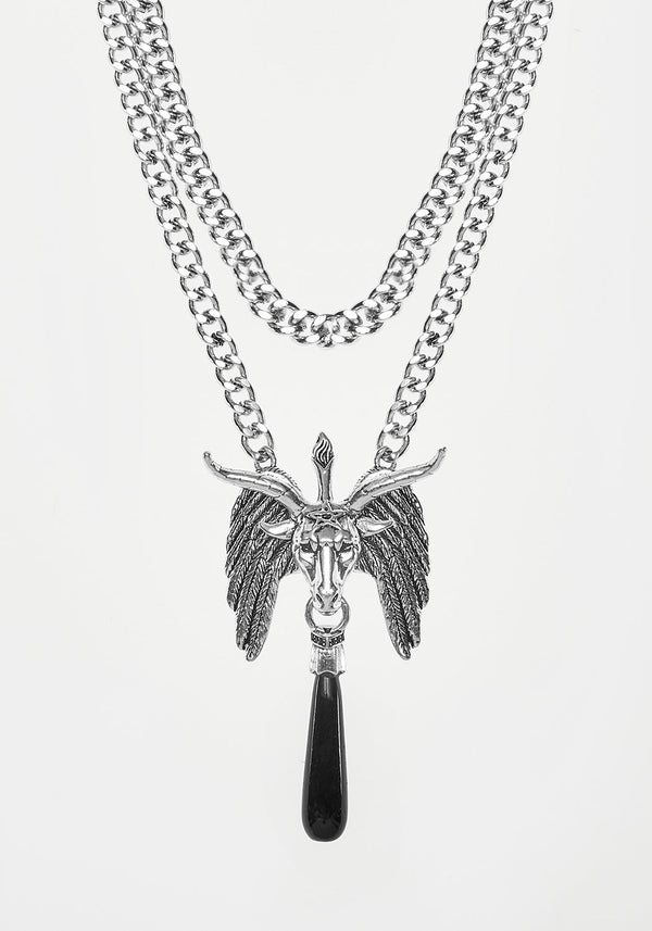 Baphomet Schwarz Agate Kette Halsband