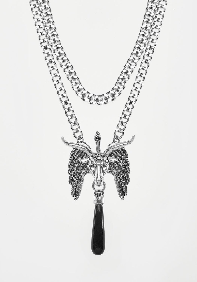 Baphomet Schwarz Agate Kette Halsband