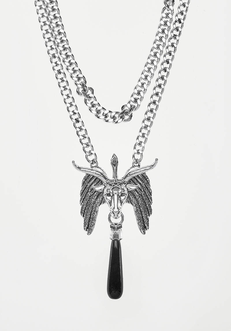 Baphomet Schwarz Agate Kette Halsband